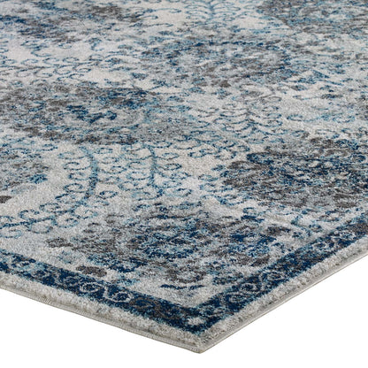 Entourage Kensie Distressed Floral Moroccan Trellis 5x8 Area Rug by Modway