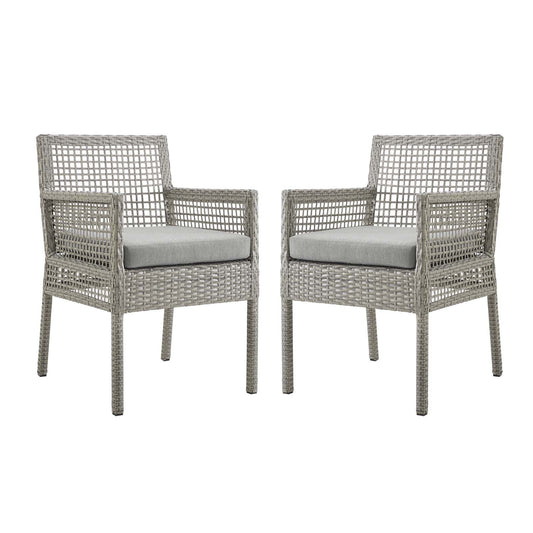 Aura Outdoor Patio Wicker Rattan Dining Armchair Set of 2 by Modway