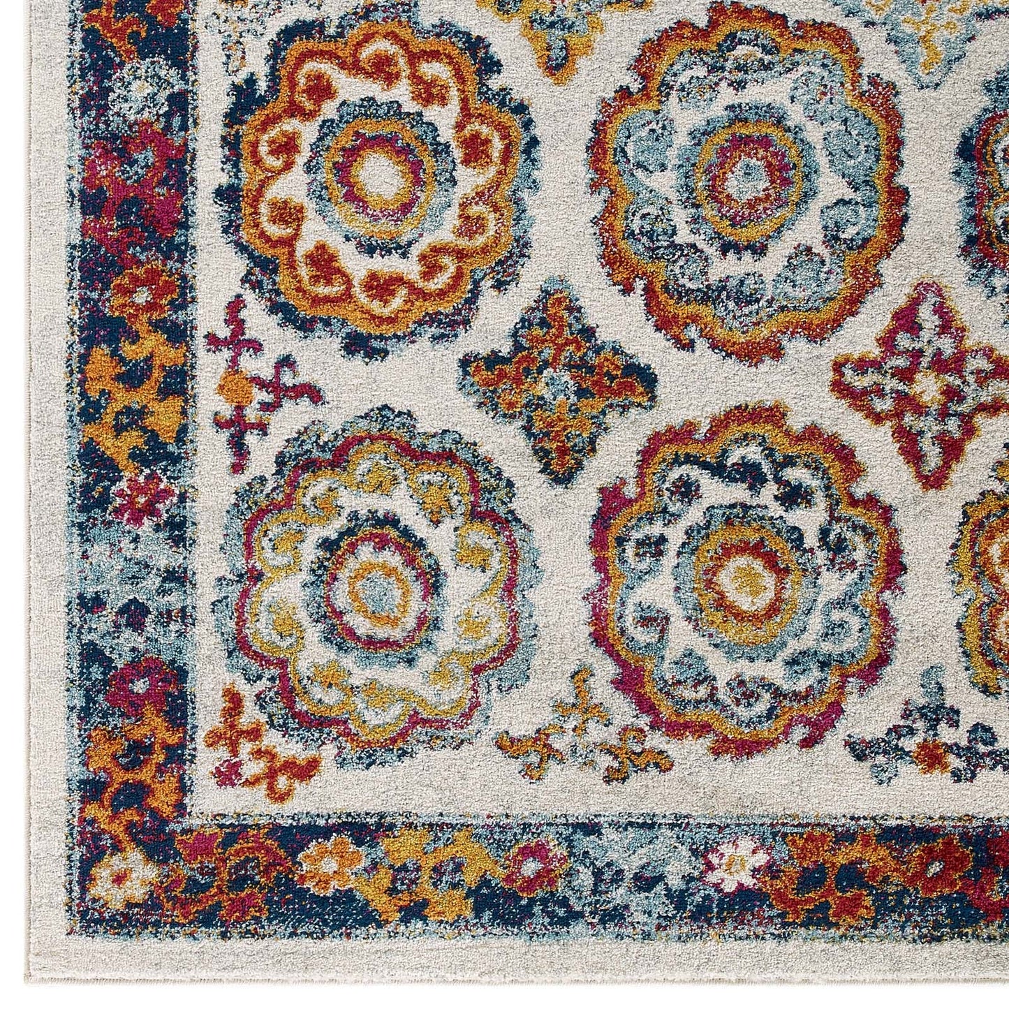 Entourage Odile Distressed Floral Moroccan Trellis 8x10 Area Rug by Modway