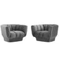 Entertain Vertical Channel Tufted Performance Velvet Armchair Set of 2 by Modway