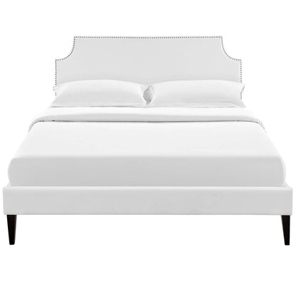 Corene Vinyl Queen Platform Bed with Squared Tapered Legs by Modway