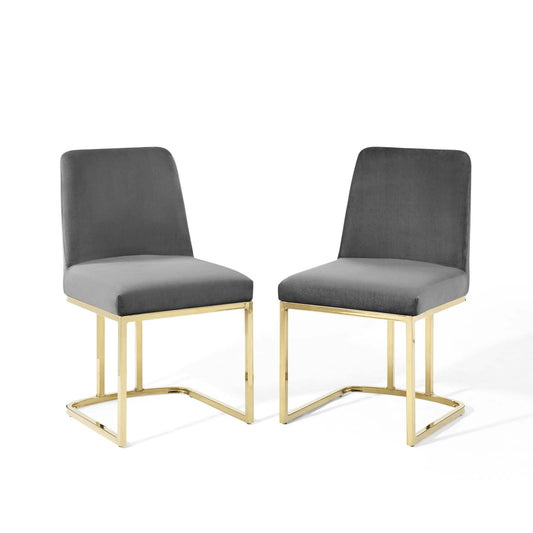 Amplify Sled Base Performance Velvet Dining Chairs Set of 2 by Modway