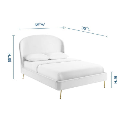 Mira Upholstered Performance Velvet Queen Platform Bed by Modway