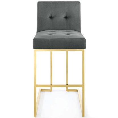 Privy Gold Stainless Steel Performance Velvet Bar Stool by Modway