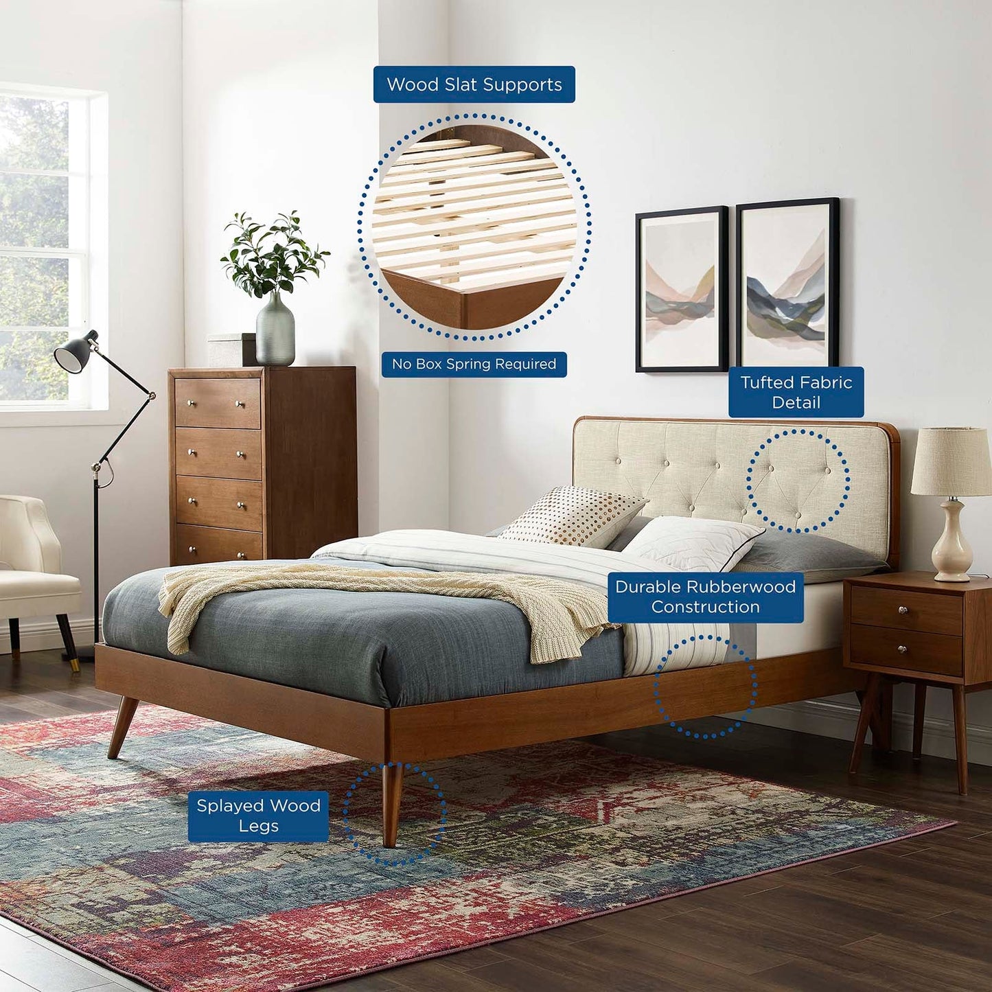 Bridgette Wood King Platform Bed With Splayed Legs by Modway
