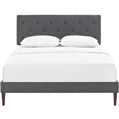 Tarah Fabric King Platform Bed with Squared Tapered Legs by Modway