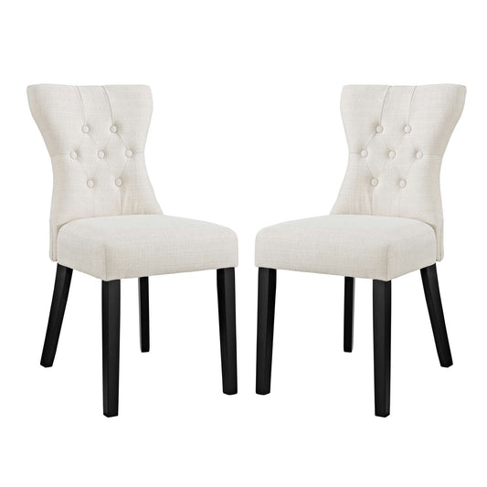 Silhouette Upholstered Fabric Dining Side Chairs Set of 2 by Modway