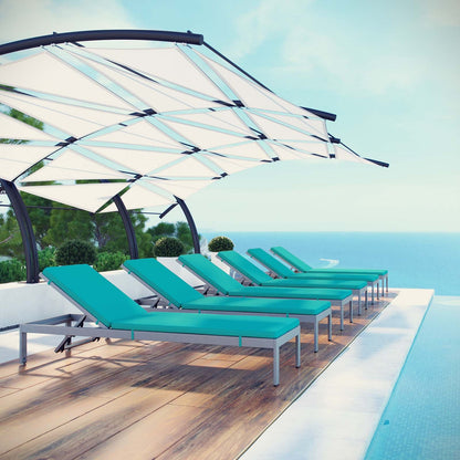 Shore Outdoor Patio Aluminum Chaise with Cushions Set of 6 by Modway