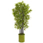 57"  Bamboo Artificial Tree with Black Trunks in Green Planter UV Resistant