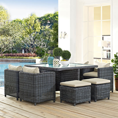 Summon 9 Piece Outdoor Patio Sunbrella¨ Dining Set by Modway