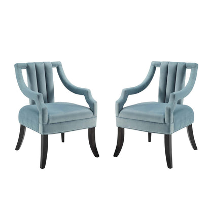 Harken Performance Velvet Accent Chair Set of 2 by Modway