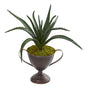 16"  Aloe Succulent Artificial Plant in Metal Goblet