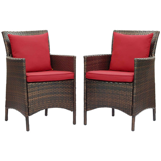 Conduit Outdoor Patio Wicker Rattan Dining Armchair Set of 2 by Modway