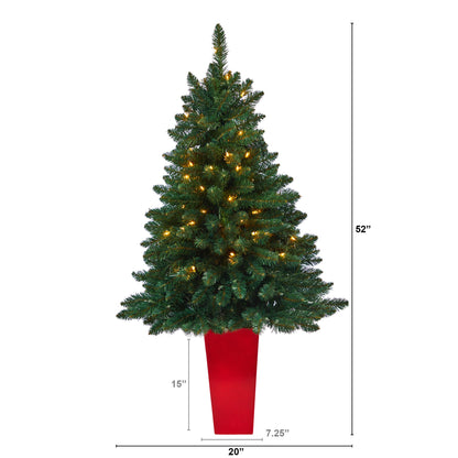 52' Northern Rocky Spruce Artificial Christmas Tree w/ 100 Clear Lights