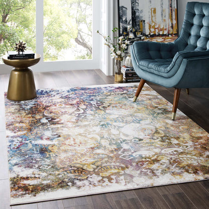 Success Jayla Transitional Distressed Vintage Floral Moroccan Trellis 4x6 Area Rug by Modway