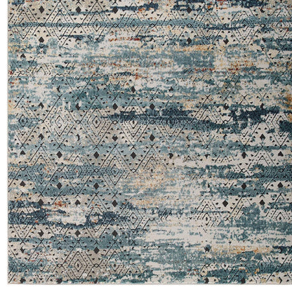 Tribute Eisley Rustic Distressed Transitional Diamond Lattice 5x8 Area Rug by Modway