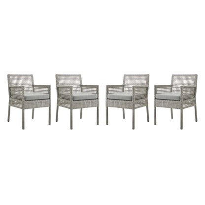 Aura Outdoor Patio Wicker Rattan Dining Armchair Set of 4 by Modway