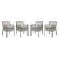 Aura Outdoor Patio Wicker Rattan Dining Armchair Set of 4 by Modway