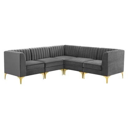 Triumph 5-Piece Channel Tufted Performance Velvet Sectional Sofa by Modway
