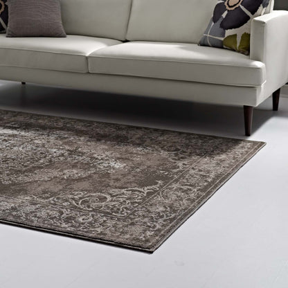 Gamela Rustic Vintage Ornate Floral Medallion 8x10 Area Rug by Modway