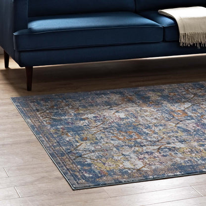Minu Distressed Floral Lattice 4x6 Area Rug by Modway