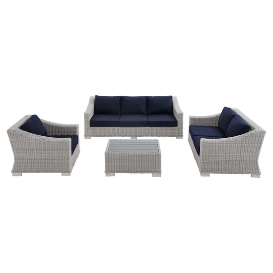 Conway 4-Piece Sunbrella¨ Outdoor Patio Wicker Rattan Furniture Set by Modway