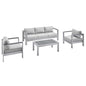 Shore 4 Piece Sunbrella¨ Fabric Outdoor Patio Aluminum Set by Modway