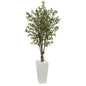 6' Olive Artificial Tree in White Tower Planter
