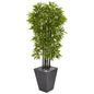 61"  Bamboo Artificial Tree with Black Trunks in Slate Planter UV Resistant