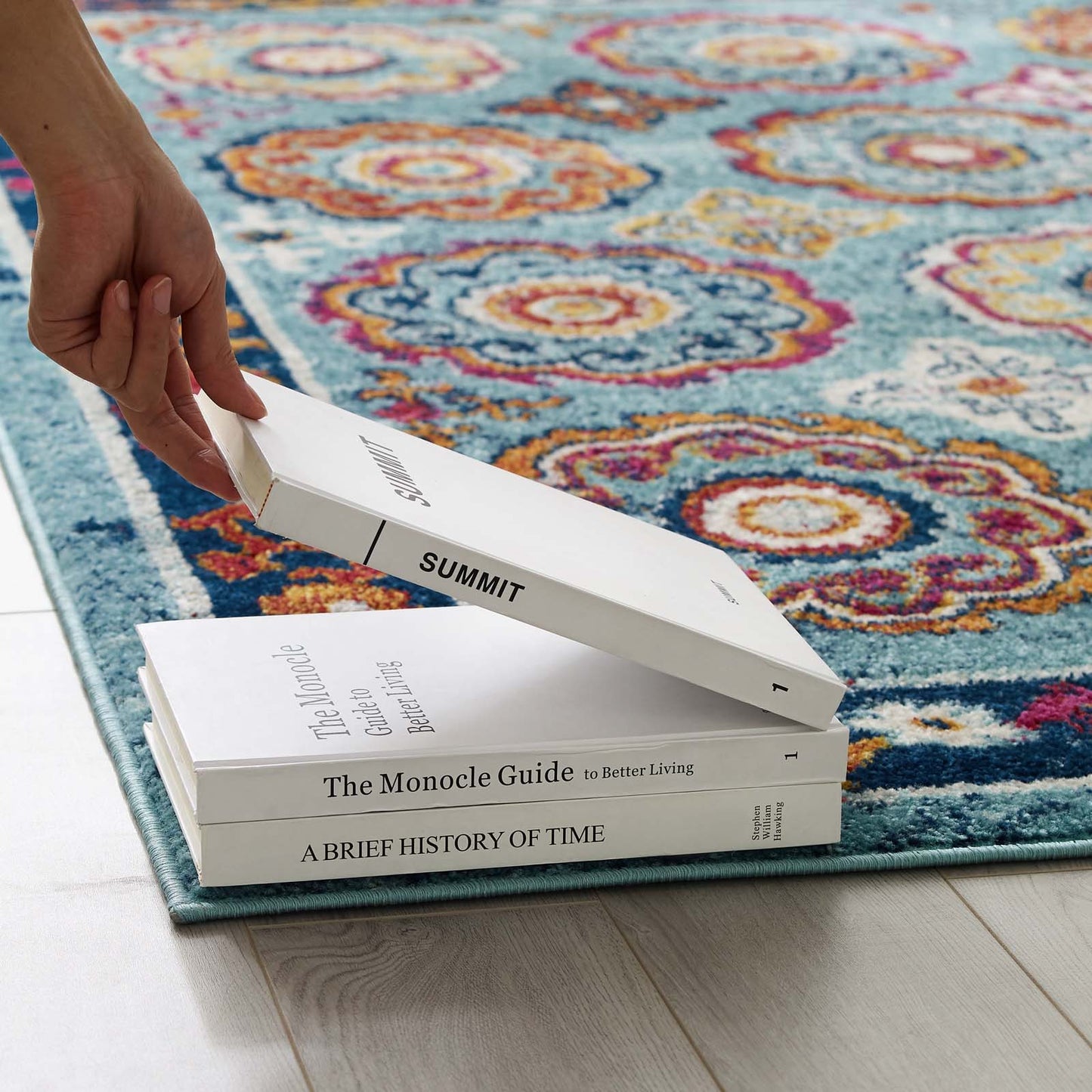 Entourage Odile Distressed Floral Moroccan Trellis 8x10 Area Rug by Modway