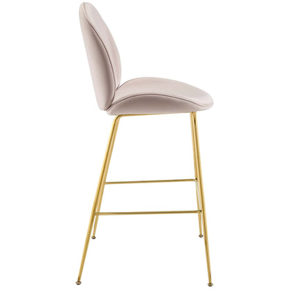 Scoop Gold Stainless Steel Leg Performance Velvet Bar Stool by Modway