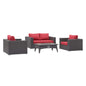 Convene 4 Piece Set Outdoor Patio with Fire Pit by Modway