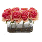5.5" Blooming Roses in Glass Vase Artificial Arrangement
