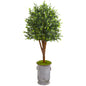 57" Eucalyptus Artificial Tree in Metal Planter UV Resistant