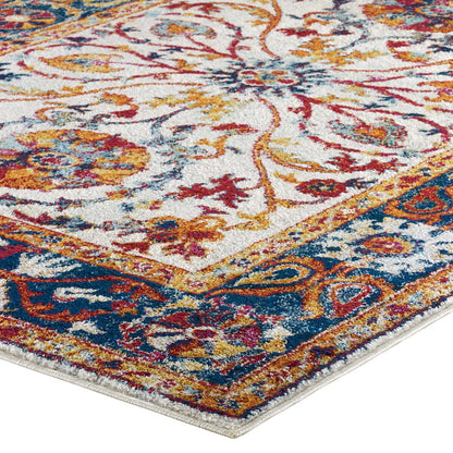 Entourage Samira Distressed Vintage Floral Vintage Medallion 5x8 Area Rug by Modway