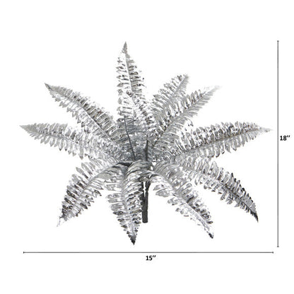 18" Metallic Boston Fern Artificial Plant (Set of 12)