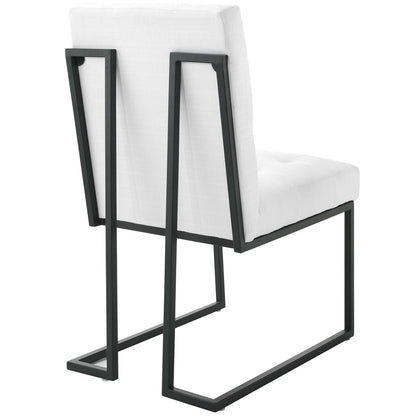 Privy Black Stainless Steel Upholstered Fabric Dining Chair Set of 2 by Modway