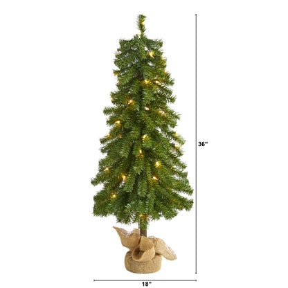 3' Alpine Artificial Christmas Tree w/ 50 Lights, 177 Bendable Branches