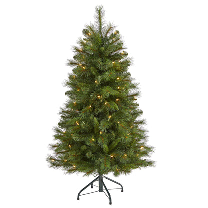 4' West Virginia Mountain Pine Artificial Christmas Tree w/ 100 Clear Lights
