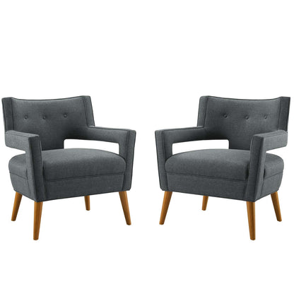 Sheer Upholstered Fabric Armchair Set of 2 by Modway