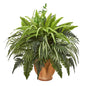 23"  Mixed Greens and Fern Artificial Plant in 
Terra Cotta Planter