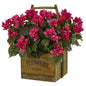 Bougainvillea In Rustic Wood Planter 6323 By Nearly Natural
