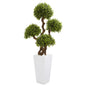 55"  Four Ball Boxwood Artificial Topiary Tree in Tall White Planter