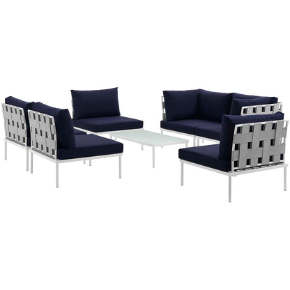 Harmony 7 Piece Outdoor Patio Aluminum Sectional Sofa Set by Modway