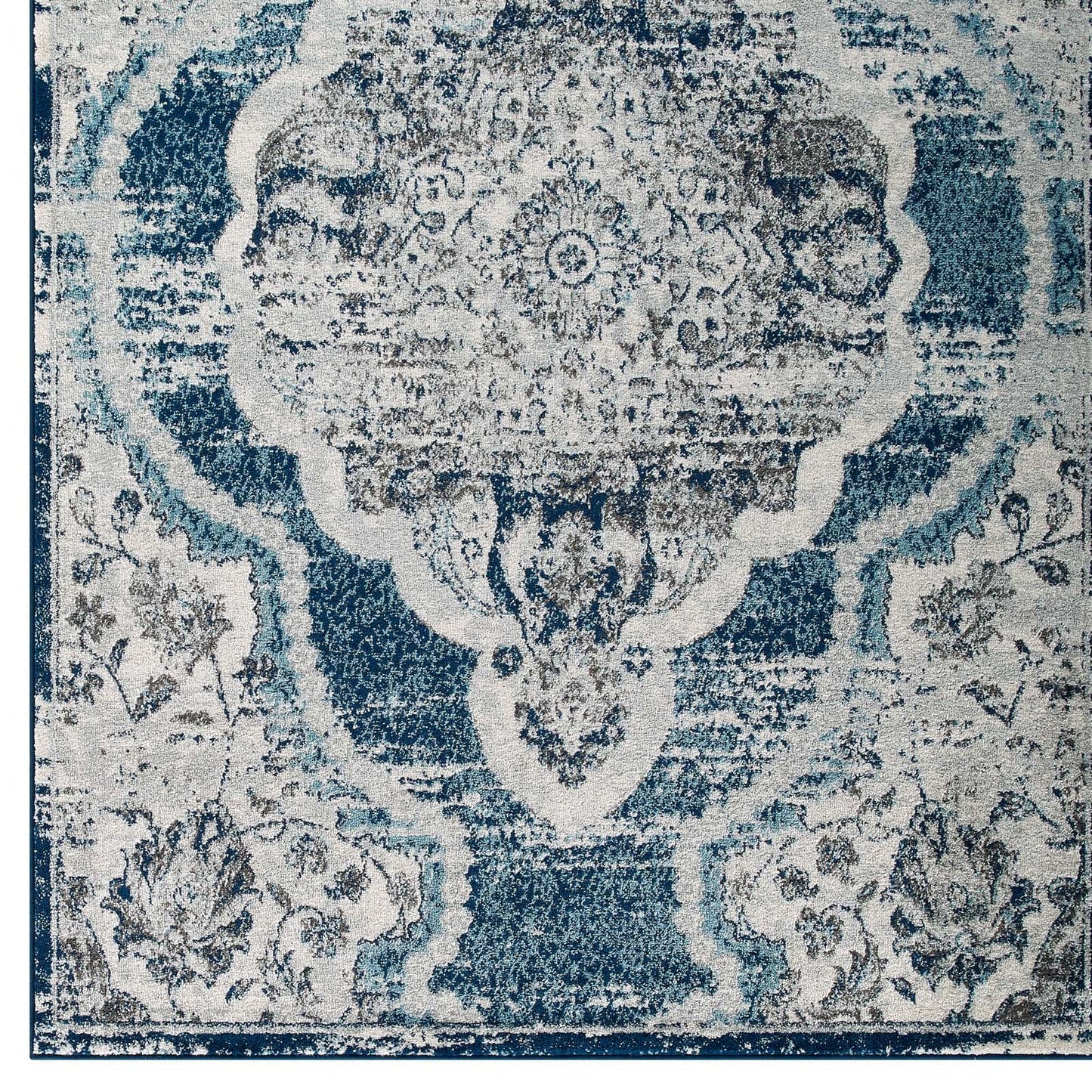 Entourage Malia Distressed Vintage Floral Vintage Medallion 8x10 Area Rug by Modway