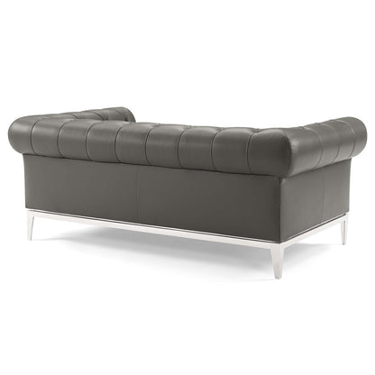 Idyll Tufted Button Upholstered Leather Chesterfield Loveseat by Modway
