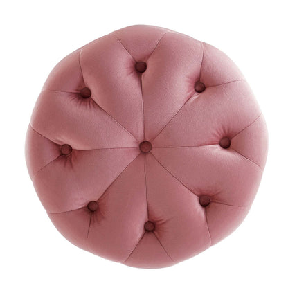 Amour Tufted Button Round Performance Velvet Ottoman by Modway