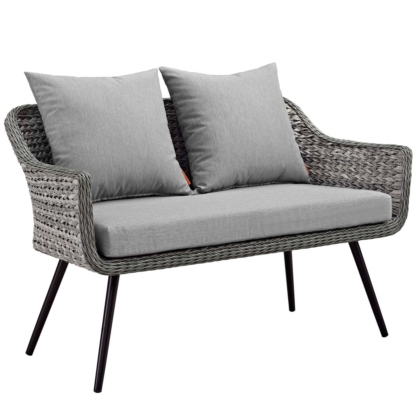 Endeavor 5 Piece Outdoor Patio Wicker Rattan Loveseat Armchair Coffee + Side Table Set by Modway