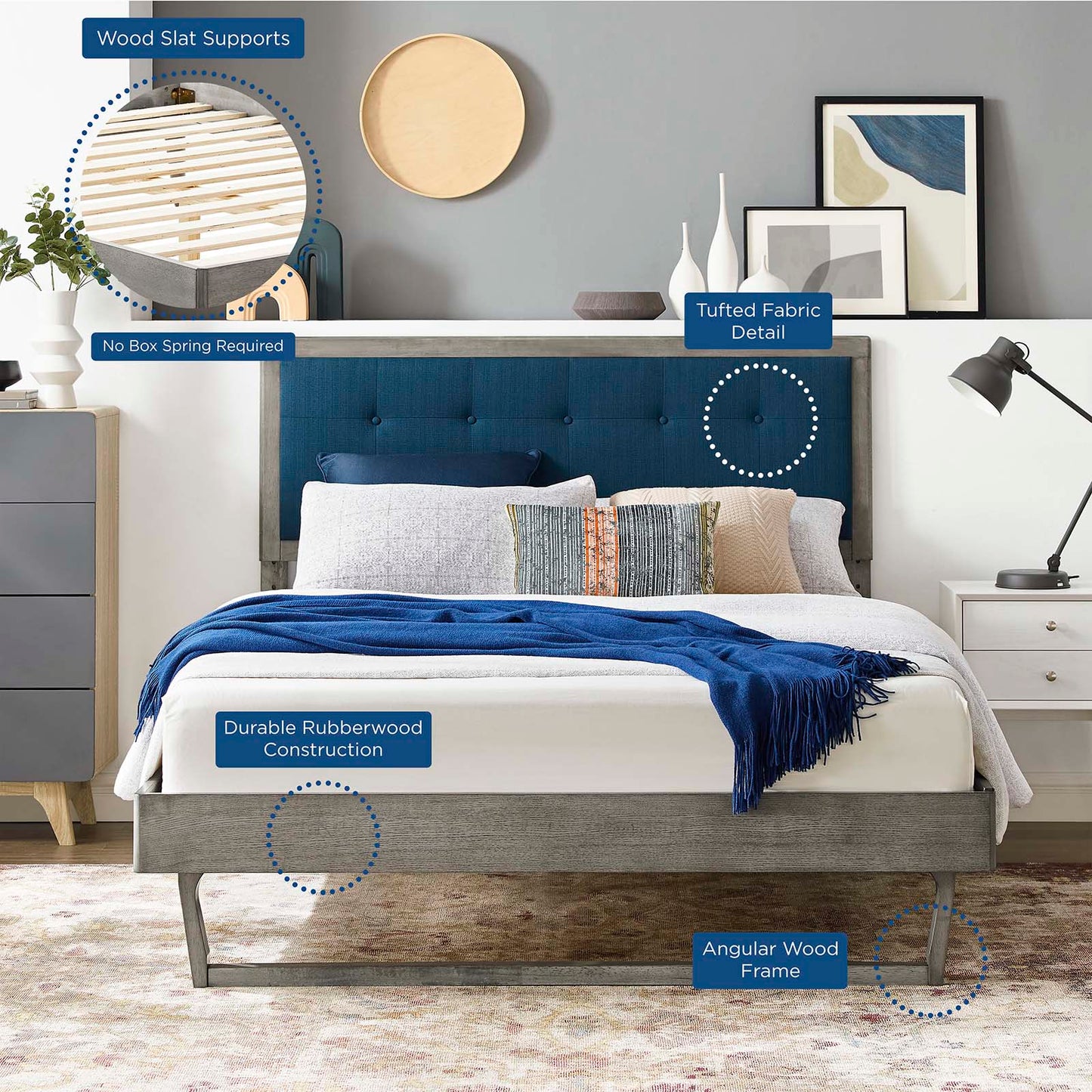 Willow Wood Queen Platform Bed With Angular Frame by Modway