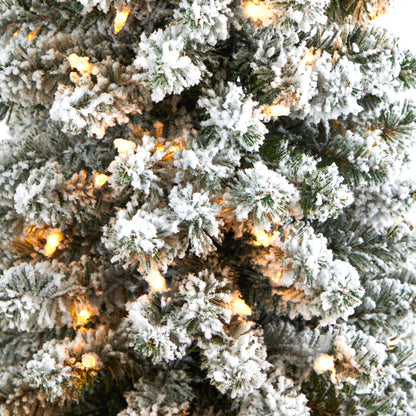 5.5' Flocked Pencil Artificial Christmas Tree w/ 200 Clear Lights